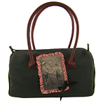 Handbag In Anthracite Woollen Cloth