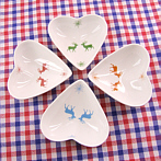 Porcelain Heart Bowl with deer and edelweiss