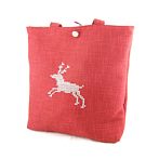Red Linen Bag "Capricorn" With Cross Stitch