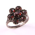 Silver Flower Ring with garnets