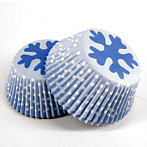 Papier Muffinförmchen hellblau weiß gepunktet