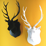 funky black stag head wall deco white